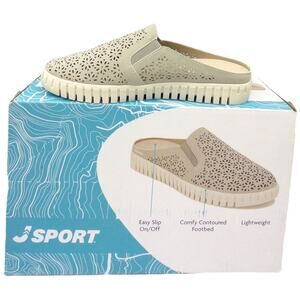 Jsport By Jambu Women's Floral Slip On Contoured Comfort Footbed Mule Loafer 6